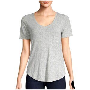 ATM Anthony Thomas Melillo Shirt Women Small Gray V Neck Cured Hem Tee Luxury‎